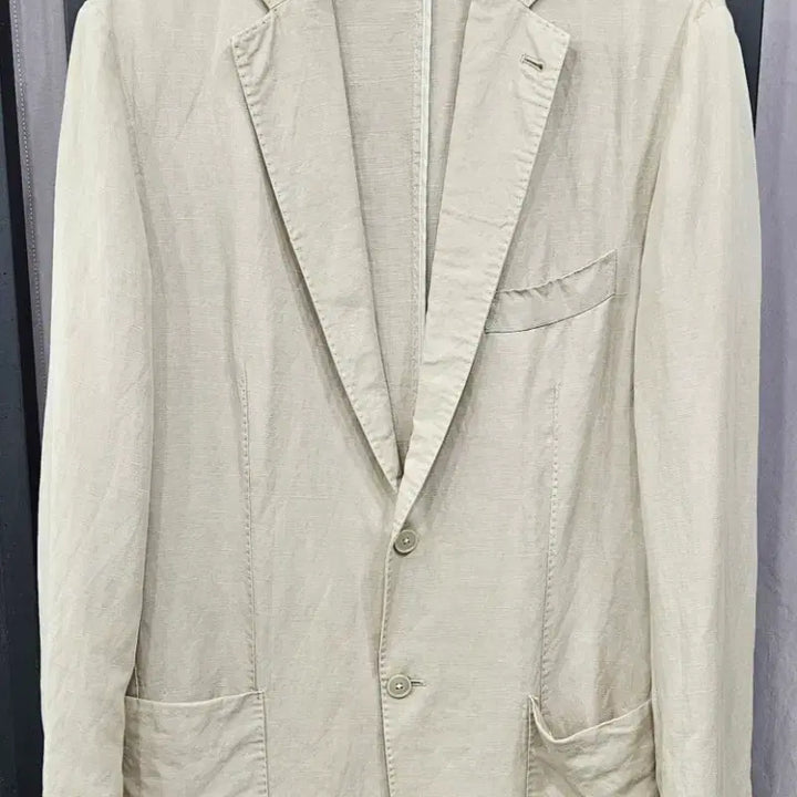 [BUNJANG] Gutteridge Beige Linen Blend Blazer Jacket 54 (105-110) / 거터리지 베이지 린넨혼방 블레이저 자켓 54(105~110)