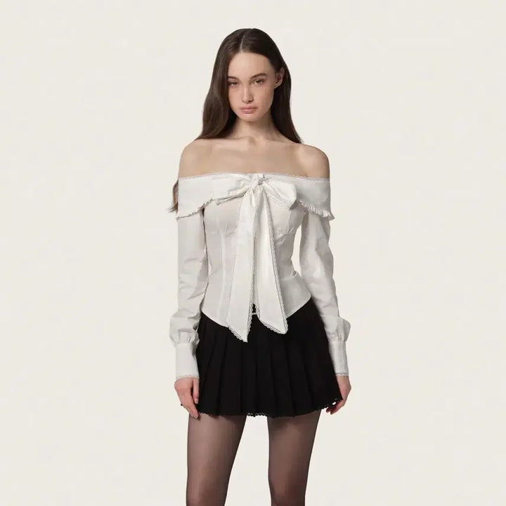 [BUNJANG] Clishere Beloved Ribbon Blouse, White / 클리시어 블라우스 Beloved ribbon blouse, White