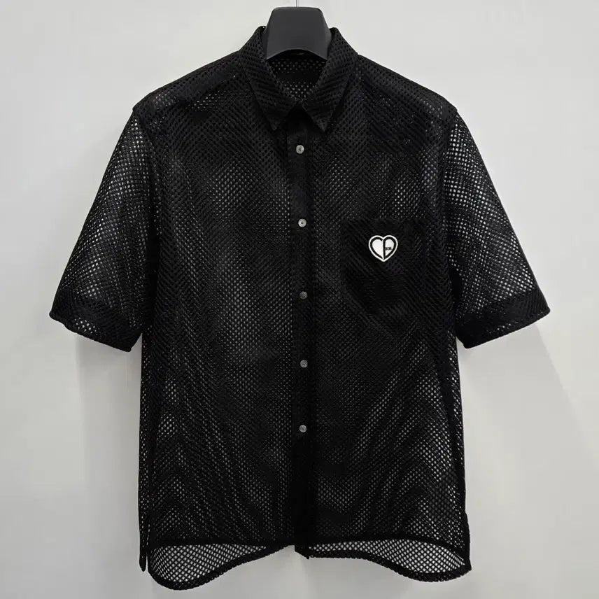 [BUNJANG] Dior Mesh Heart Logo Short Sleeve Shirt / [ 39사이즈 ] 디올 메쉬 하트로고 반팔 셔츠