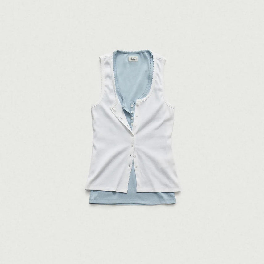[BUNJANG] The Barnet Clara Button Layered Tank Top Ivory / 더바넷 클라라 버튼 레이어드 탱크 탑 아이보리