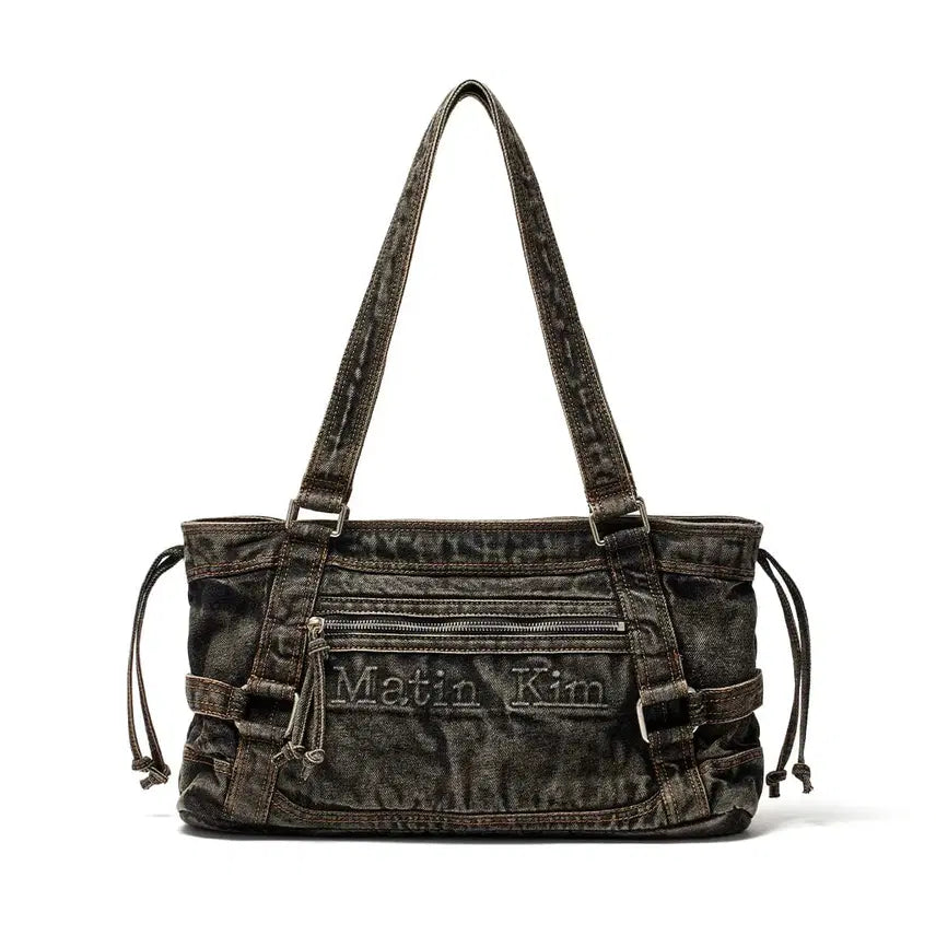 [BUNJANG] Matinkim Washed Denim Square Bag Black / 마뗑킴 matin Kim 워싱 데님 스퀘어백 블랙