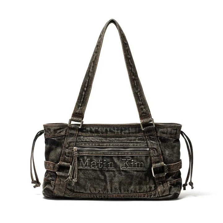 [BUNJANG] Matinkim Washed Denim Square Bag Black / 마뗑킴 matin Kim 워싱 데님 스퀘어백 블랙