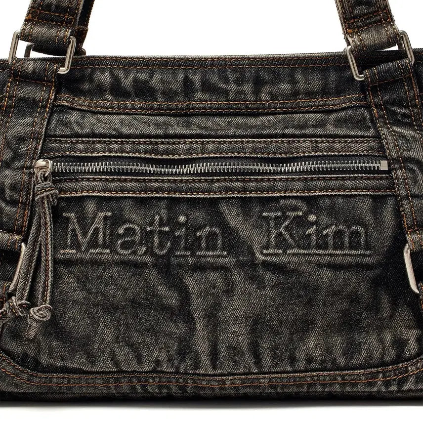 [BUNJANG] Matinkim Washed Denim Square Bag Black / 마뗑킴 matin Kim 워싱 데님 스퀘어백 블랙
