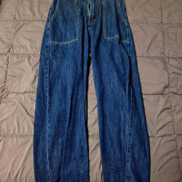 [BUNJANG] Good Life Works Wide Leg Panel Denim Pants Deep Indigo / (굿라이프웍스) 와이드 절개 데님 팬츠 딥인디고