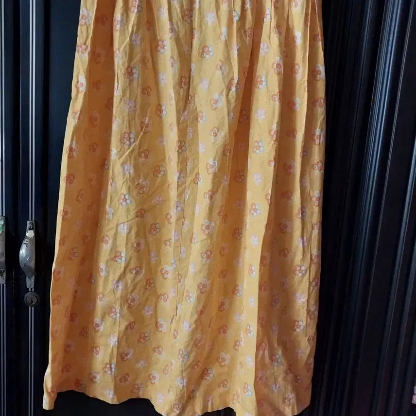 [BUNJANG] Yellow Cotton Dress with Floral Pattern / 플라워 패턴 옐로우  면 원피스