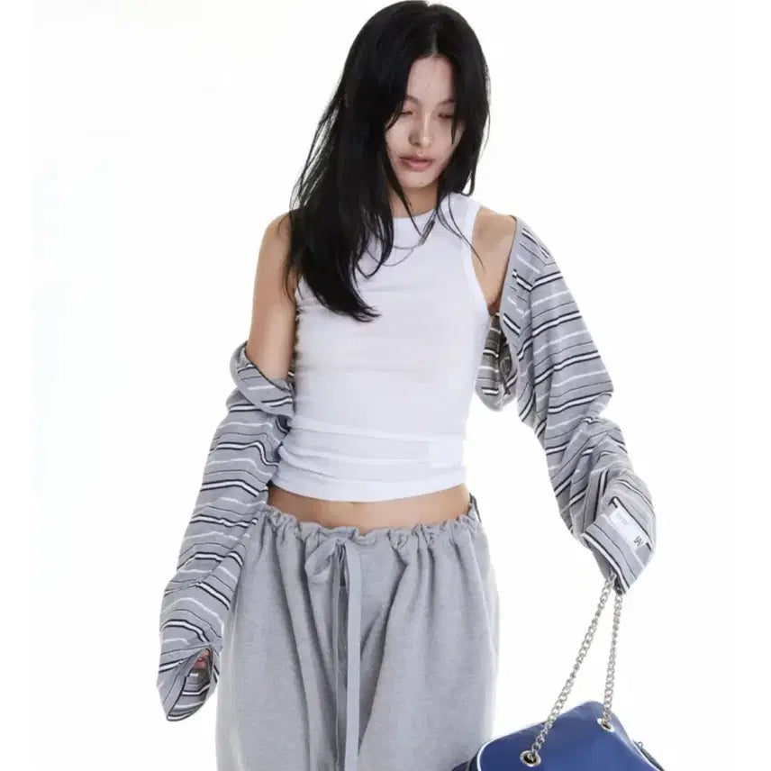 [BUNJANG] Wholepaper Stripe Bolero Grey / Wholepaper 홀페이퍼 스트라이프 볼레로 그레이