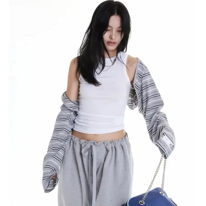 [BUNJANG] Wholepaper Stripe Bolero Grey / Wholepaper 홀페이퍼 스트라이프 볼레로 그레이