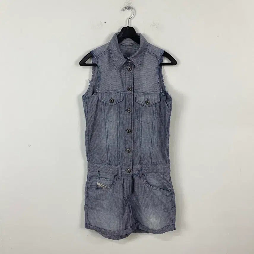 [BUNJANG] Diesel Striped Sleeveless Jumpsuit XXS / 디젤 스트라이프 나시 점프수트 XXS