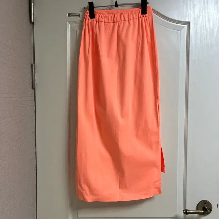 [BUNJANG] Orange High-Waisted Midi Skirt / 허리밴딩 롱 스커트