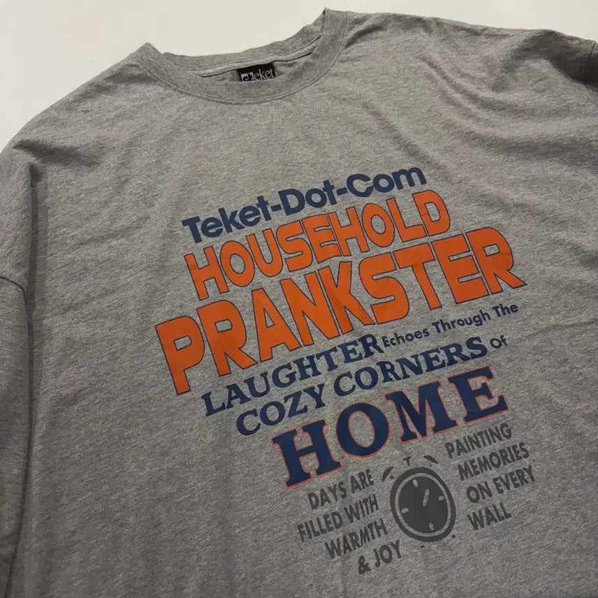 [BUNJANG] Teket Grey Printed Short-Sleeve T-Shirt / [OS] 테켓 Teket 회색 프린팅 반팔 티셔츠