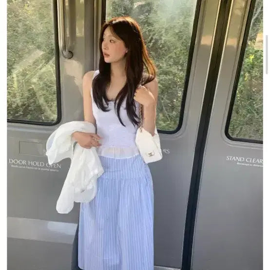 [BUNJANG] Ondemin Soft Wave Long Skirt + Cloud Sleeveless Set / 온드민 코디 세트(소프트 웨이브 롱스커트+클라우드 슬리브리스 나시)