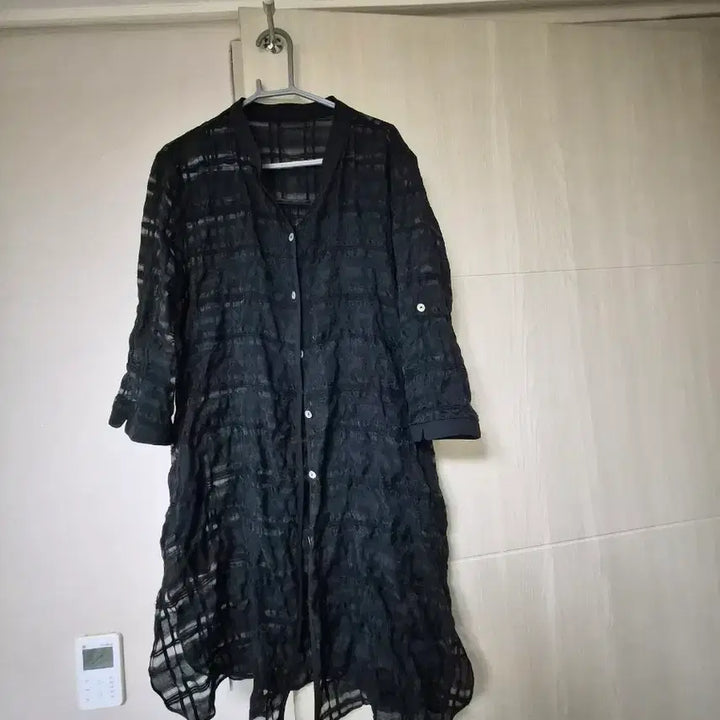 [BUNJANG] Black See-Through Long Cardigan / 블랙 시스루 롱 가디건
