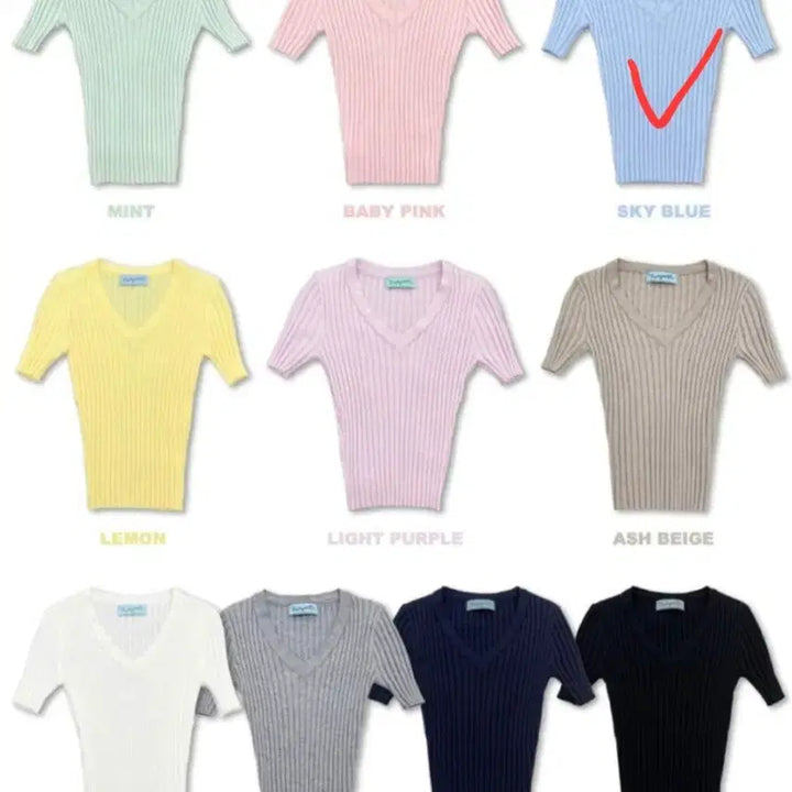 [BUNJANG] Faye Jade V-Neck Ribbed Knit Sky Blue / 페일제이드 브이넥 리브드 골지 니트 스카이블루
