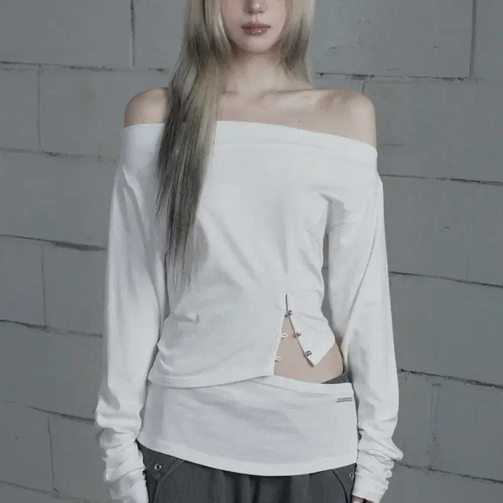[BUNJANG] Ettoesoe Cutout Open Long Sleeve White / 에트오소메 컷아웃 오픈 롱 슬리브 화이트