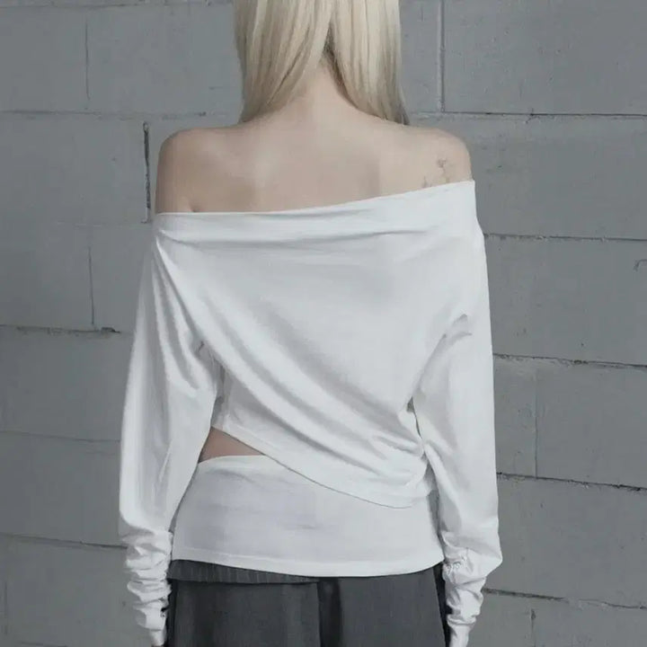 [BUNJANG] Ettoesoe Cutout Open Long Sleeve White / 에트오소메 컷아웃 오픈 롱 슬리브 화이트