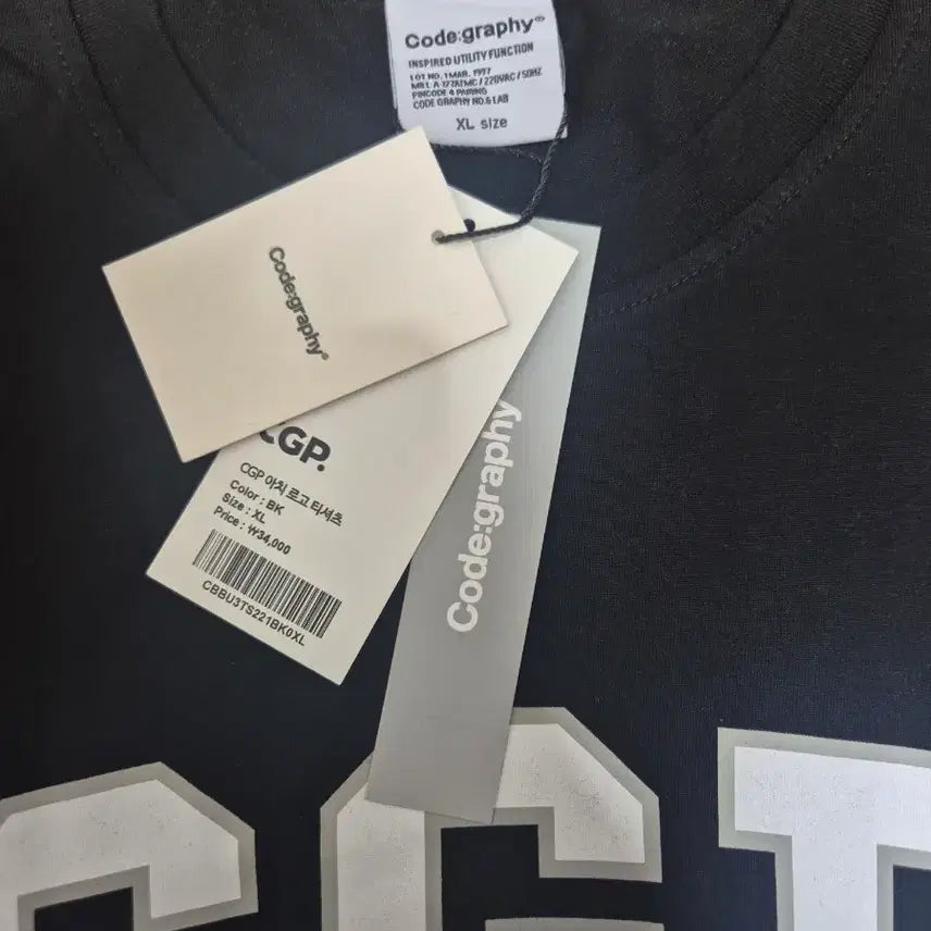 [BUNJANG] Code:graphy CGP Short Sleeve T-Shirt Black XL / 코드그라피 Code:graphy CGP 반팔 티셔츠 블랙 XL