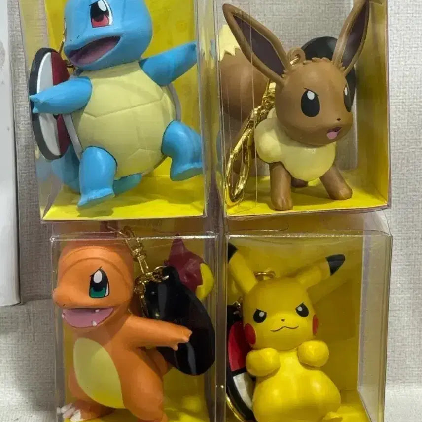 [BUNJANG] Pokemon Pikachu/Squirtle/Eevee/Charmander Keychain Set / 포켓몬스터 피카츄/꼬부기/이브이/파이리 키링 세트