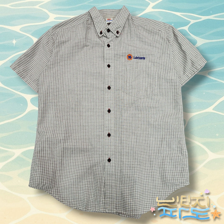 [BUNJANG] M 00s LUBRICANTS Checked Short Sleeve Shirt / M 00s 100 LUBRICANTS 체크 반팔셔츠