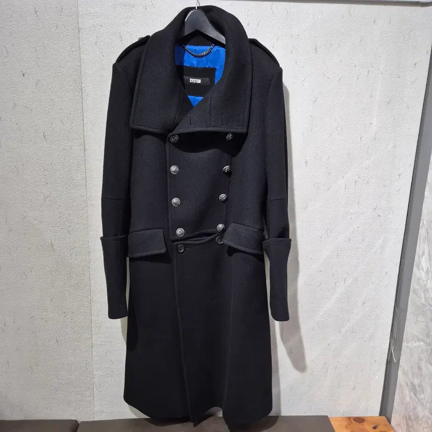 [BUNJANG] SYSTEM Black Double Button Long Coat / 시스템 블랙 더블 버튼 롱 코트