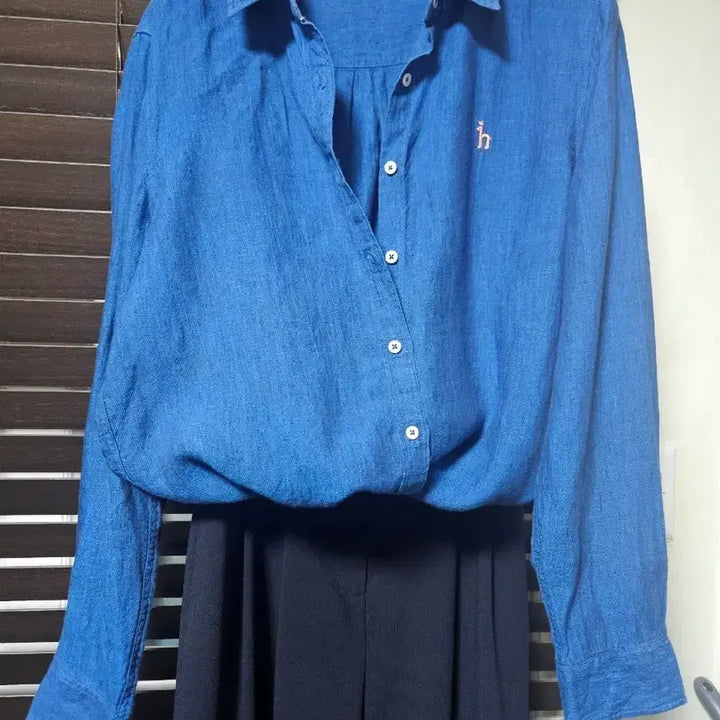 [BUNJANG] Hazzys Blue Linen Shirt / 해지스 블루 린넨  셔츠