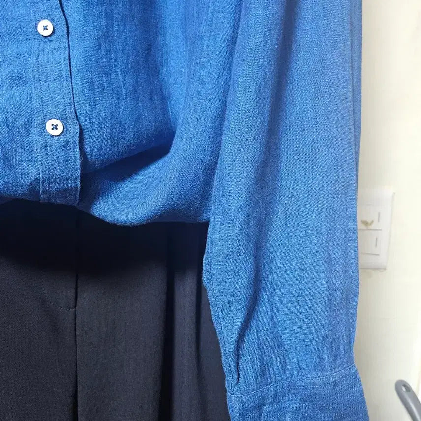 [BUNJANG] Hazzys Blue Linen Shirt / 해지스 블루 린넨  셔츠