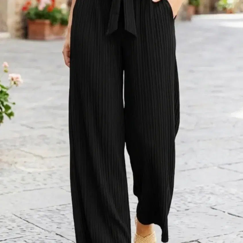 [BUNJANG] Black Pleated Ribbon Pants / 새상품 블랙 플리츠 리본 팬츠