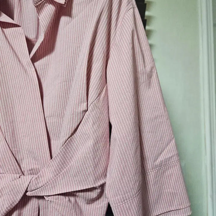 [BUNJANG] ON&amp;ON Pink Stripe Wrap Style Long Dress / 온앤온 핑크 스트라이프 랩 스타일 롱 원피스