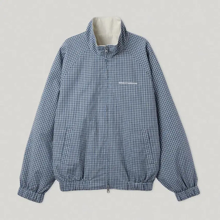 [BUNJANG] Smoothmood Derby Reversible Jacket Blue Cloud / Smoothmood 스무스무드 더비 리버시블 자켓 블루 클라우드