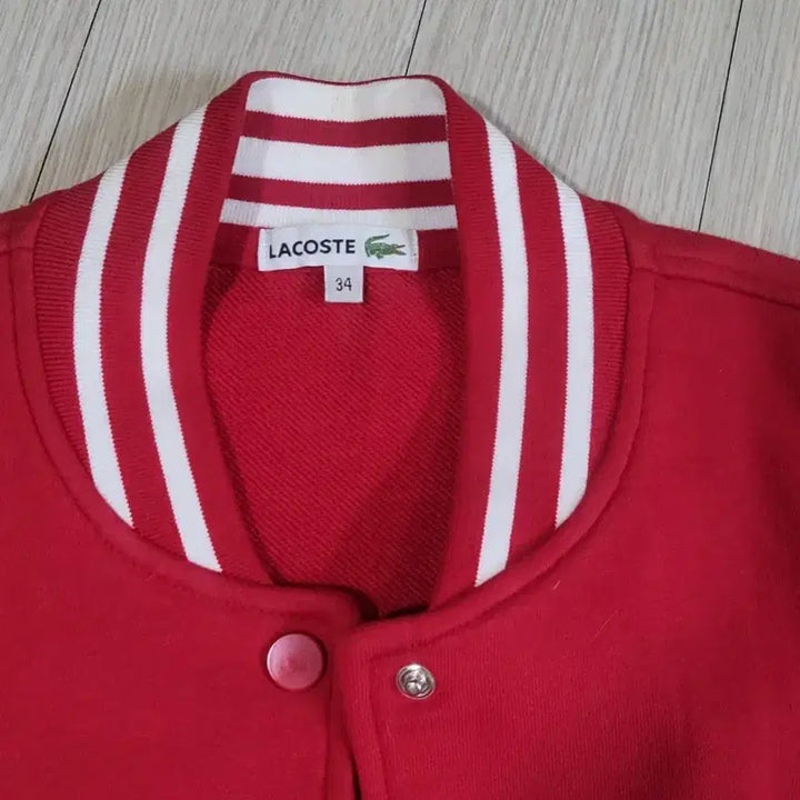 [BUNJANG] Lacoste Red &amp; White Stadium Jacket / 라코스테 레드 화이트 스타디움 자켓
