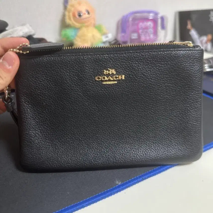 [BUNJANG] Coach Black Leather Pouch / 코치 파우치