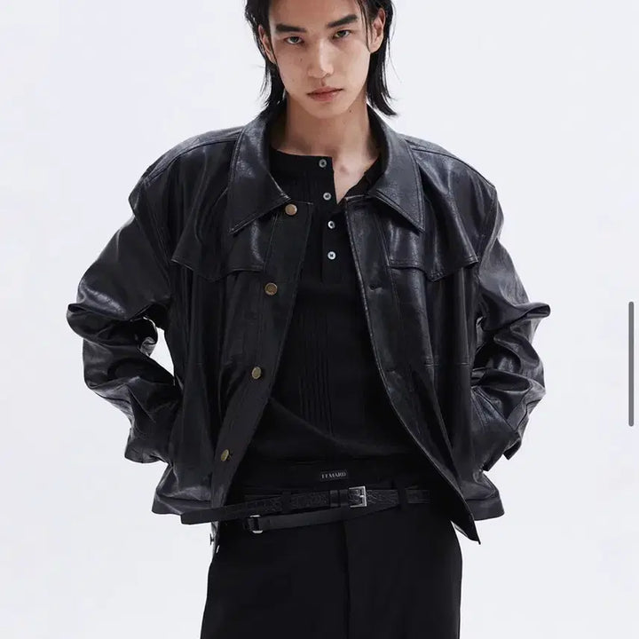 [BUNJANG] Lemadd Black Leather Western Jacket / 르마드 레더 웨스턴 자켓 - 블랙