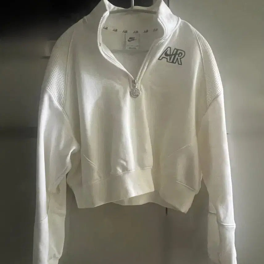 [BUNJANG] Nike AIR Cropped Half-Zip Training Top - White / 나이키 AIR 크롭 반집업 화이트