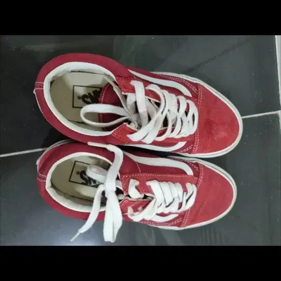 [BUNJANG] Vans Old Skool Red Suede Sneakers / 반스 올드스쿨 레드 스니커즈