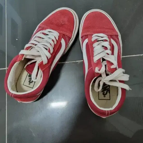 [BUNJANG] Vans Old Skool Red Suede Sneakers / 반스 올드스쿨 레드 스니커즈