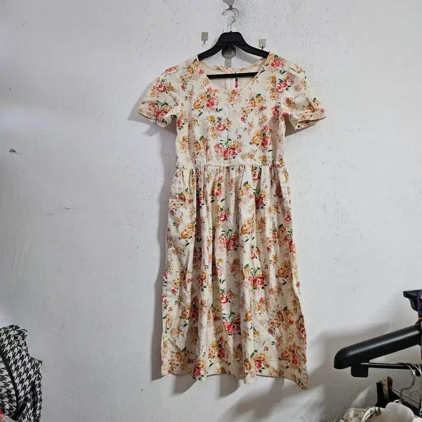 [BUNJANG] Flower Pattern Short Sleeve Long Dress / 플라워 패턴 반팔 롱 원피스55