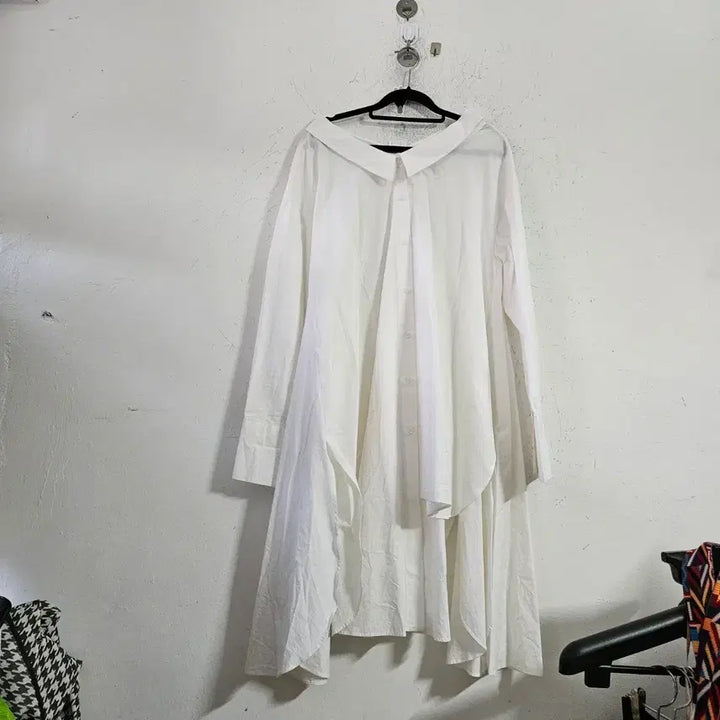 [BUNJANG] White Long Shirt Dress / 화이트 셔츠 롱 원피스 스타일