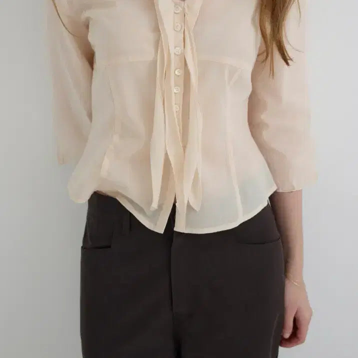 [SOLD OUT] 모데스트무드 barrett 블라우스 피치크림 2사이즈