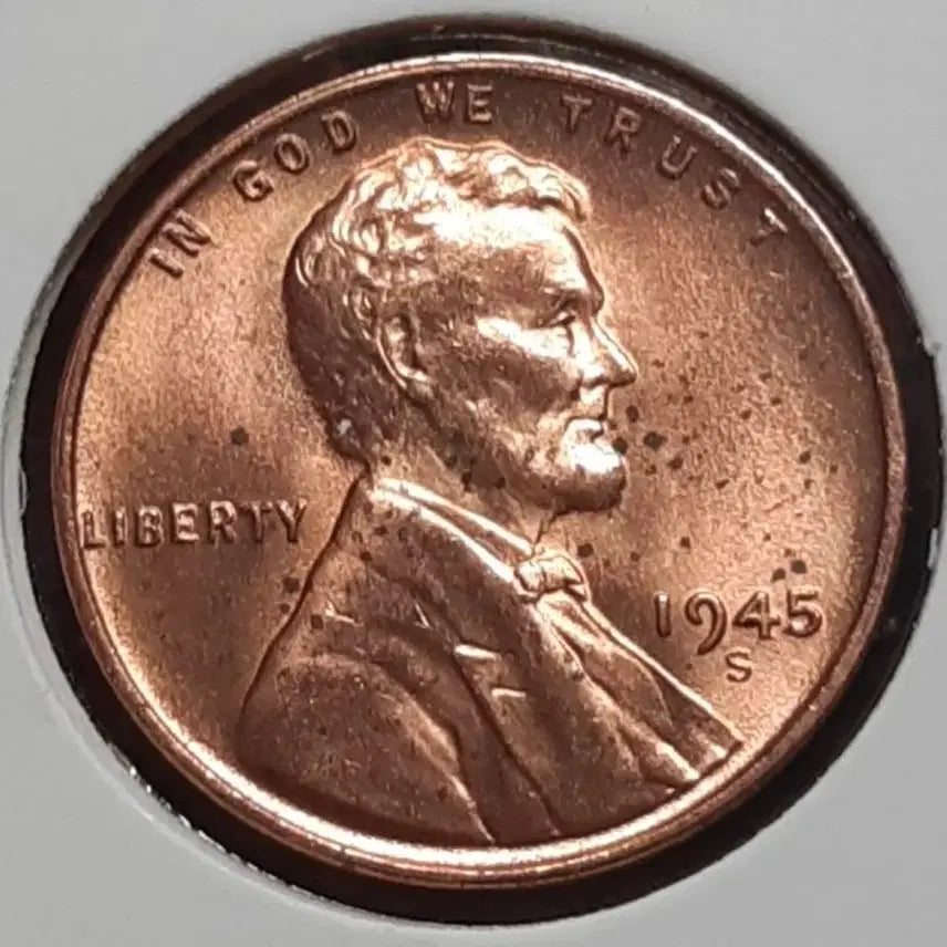 [BUNJANG] 1945 Lincoln Cent US Coin (Uncirculated) / 미국 미사용 1945년S 링컨 1센트.외국주화 주화 화폐 동전
