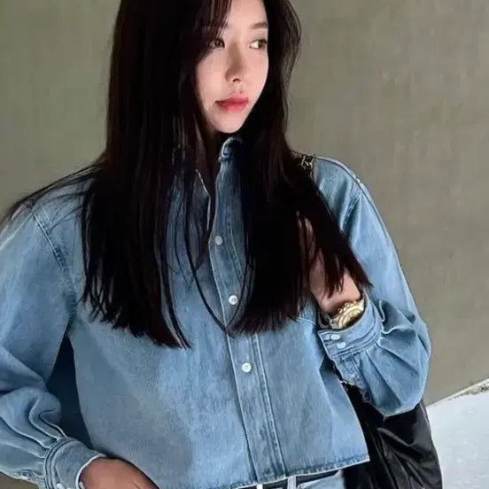 [BUNJANG] Asang Cropped Denim Shirt / Asang 아상 크롭 데님 청남방 셔츠