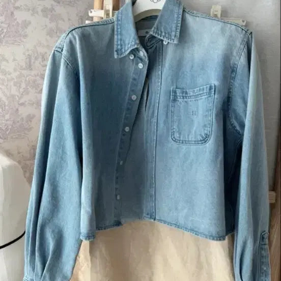 [BUNJANG] Asang Cropped Denim Shirt / Asang 아상 크롭 데님 청남방 셔츠