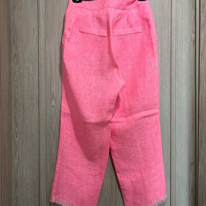 [BUNJANG] Pink Linen Cut-Detail Slacks / 핑크색 린넨 팬츠