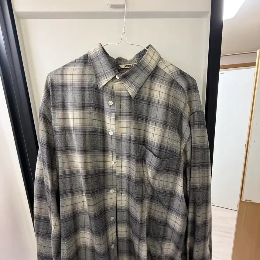 [BUNJANG] Auralee 23FW Grey Check Shirt Size 4 / 오라리 명작 23fw 그레이 체크셔츠 4사이즈