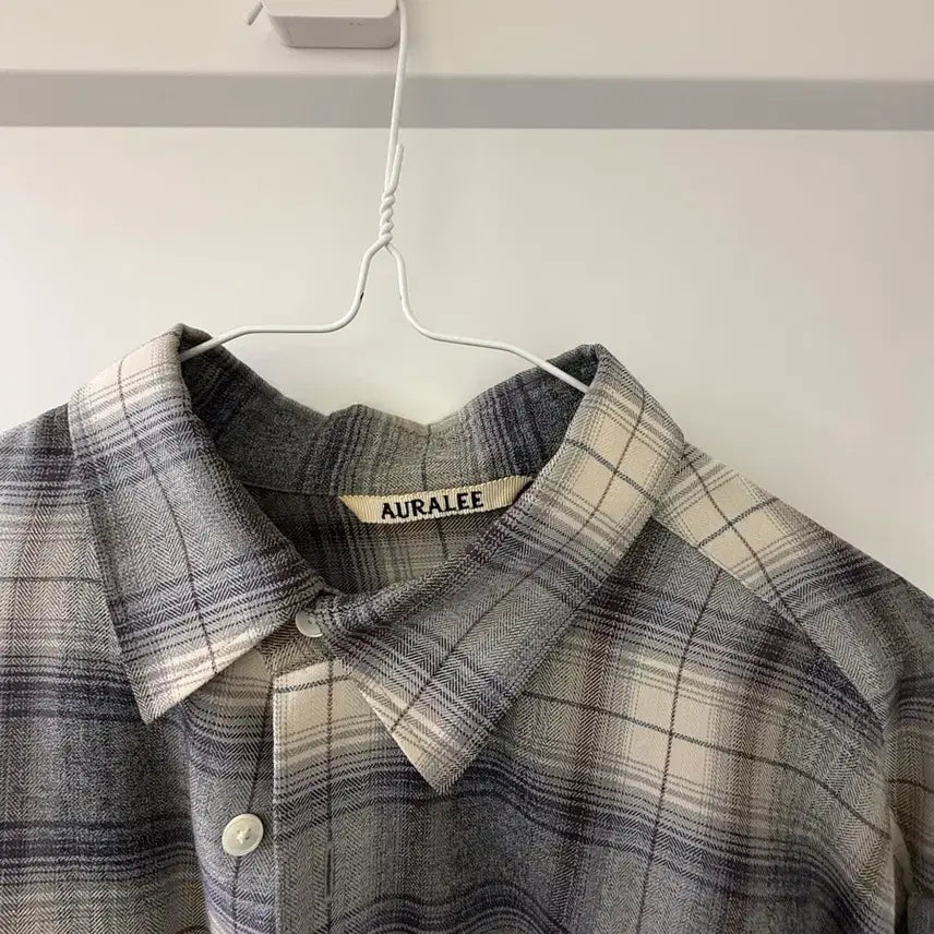 [BUNJANG] Auralee 23FW Grey Check Shirt Size 4 / 오라리 명작 23fw 그레이 체크셔츠 4사이즈