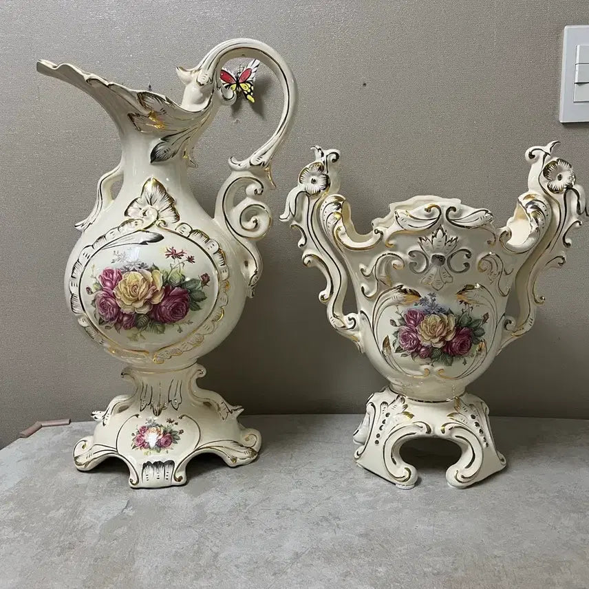 [BUNJANG] Antique Ceramic Vase and Jug Set / 엔틱 도자기 화병 저그 세트