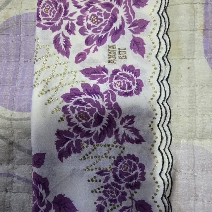 [BUNJANG] ANNA SUI Purple Flower Pattern Handkerchief / ANNA SUI 손수건 퍼플 플라워 패턴