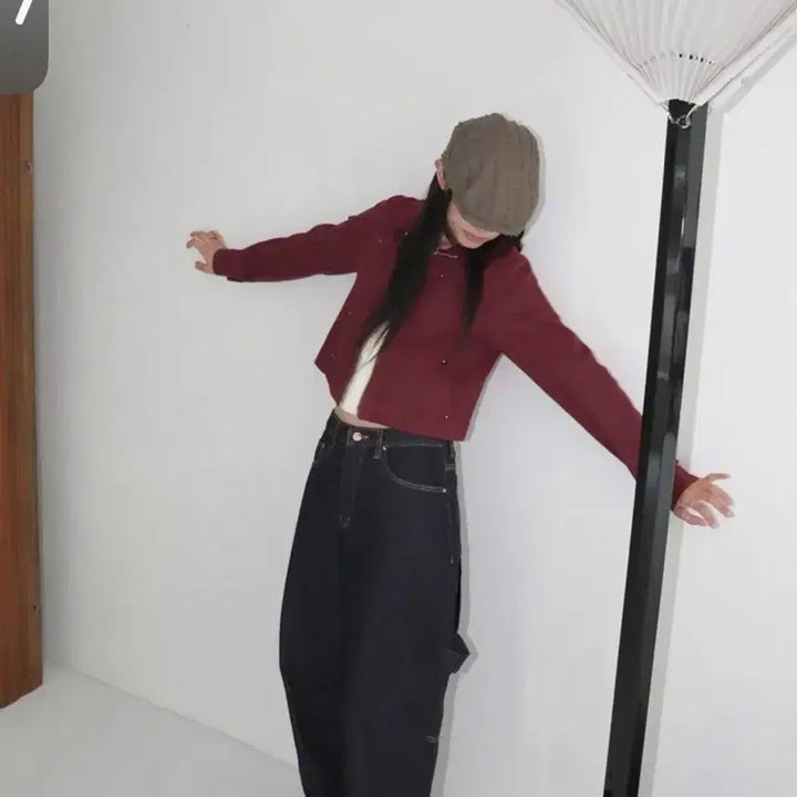 [BUNJANG] Wonder Wonder Burgundy Crop Jacket / 완전새거) 원더원더 - 버건디 크롭 자켓