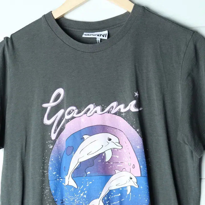 [BUNJANG] W(S-M) Dolphin T-Shirt / W(S-M) 가니 반팔 티셔츠 돌핀 돌고래 키치 그레이-755A