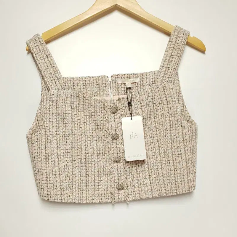 [BUNJANG] Plastic Island Tweed Bustier Top M / 플라스틱 아일랜드 트위드 크롭 뷔스티에 M