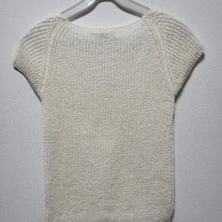 [BUNJANG] Enough Flutter Square Neck Short Sleeve Knit Ivory / 50801/이너프플러터 스퀘어넥 반팔 니트 아이보리