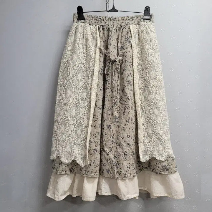 [BUNJANG] Lace Flower Long Skirt / 레이스 플라워 롱 스커트